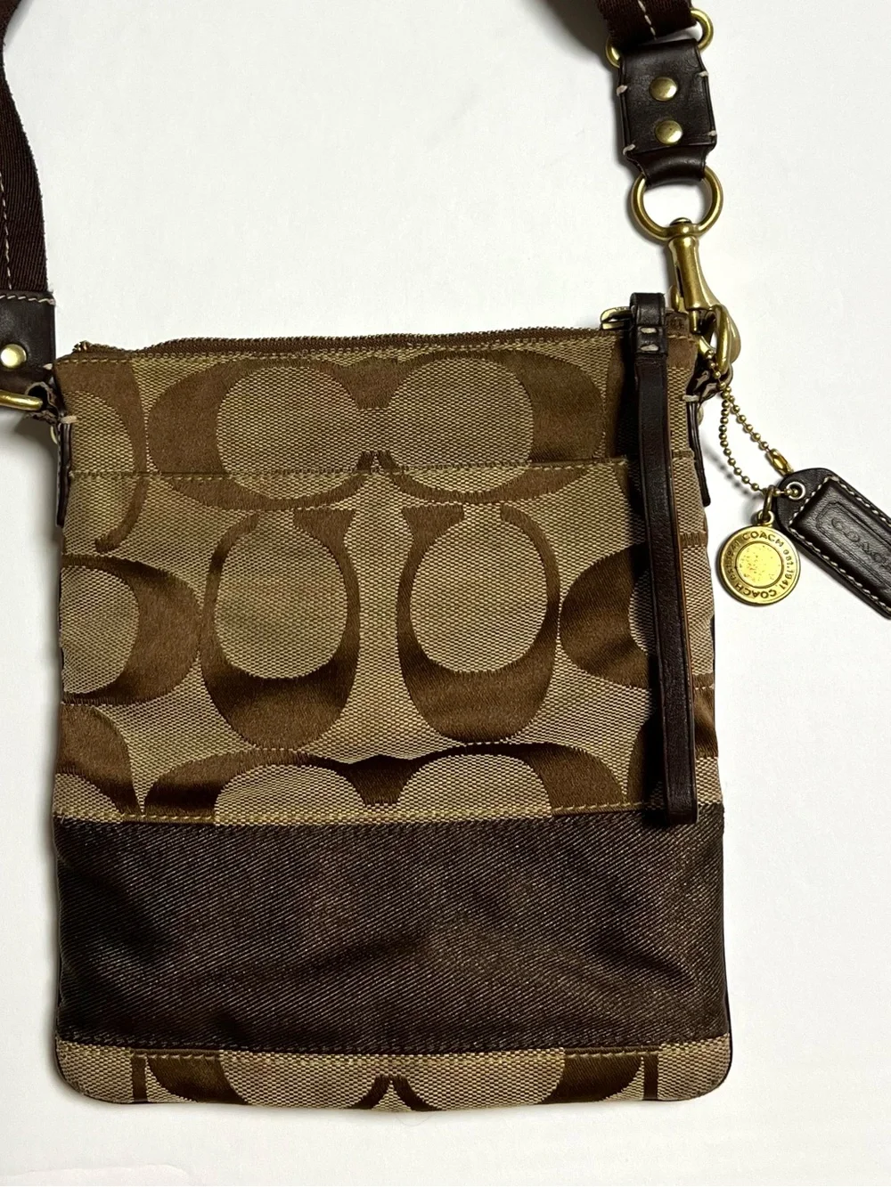 Coach Y2K Legacy Signature Canvas Leather Trim Messenger Crossbody Bag